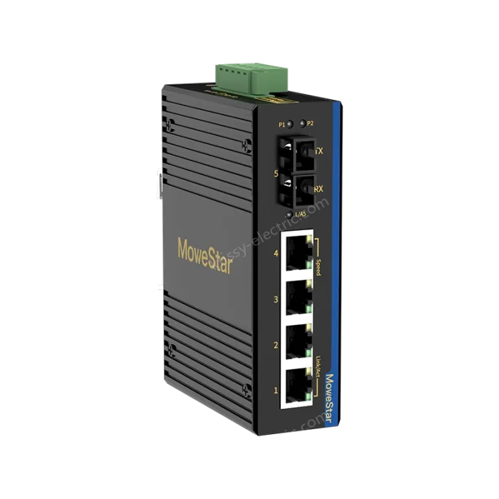 1 Port 100M F(x) + 4 Ports 10/100M T(x) Din-Rail Unmanaged Industrial Ethernet Switch