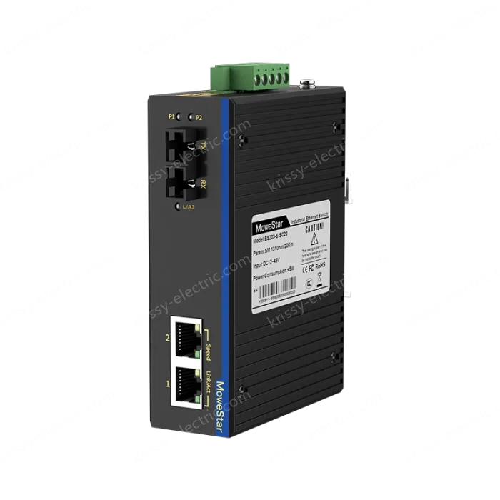 1 Port 100M F(x) + 2 Ports 10/100M T(x) Din Rail Industrial media converter