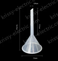 Plastic separating funnels The length and diameter of the tip is 7.5cm, 1 piece
