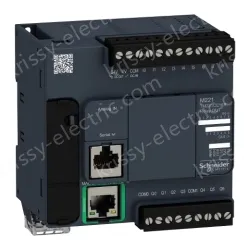 TM221CE16R logic controller, Modicon M221, 16 IO, 9 DI, 7 DO, relay, Ethernet