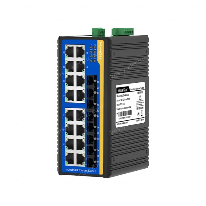 4 Ports 100M F(x) + 16 Ports 10/100M T(x) Din-Rail Unmanaged Industrial Ethernet Switch