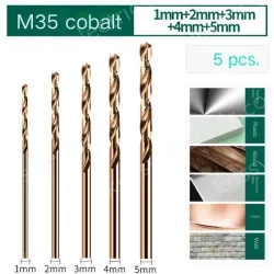 1 each of 1mm, 2mm, 3mm, 4mm, and 5mm