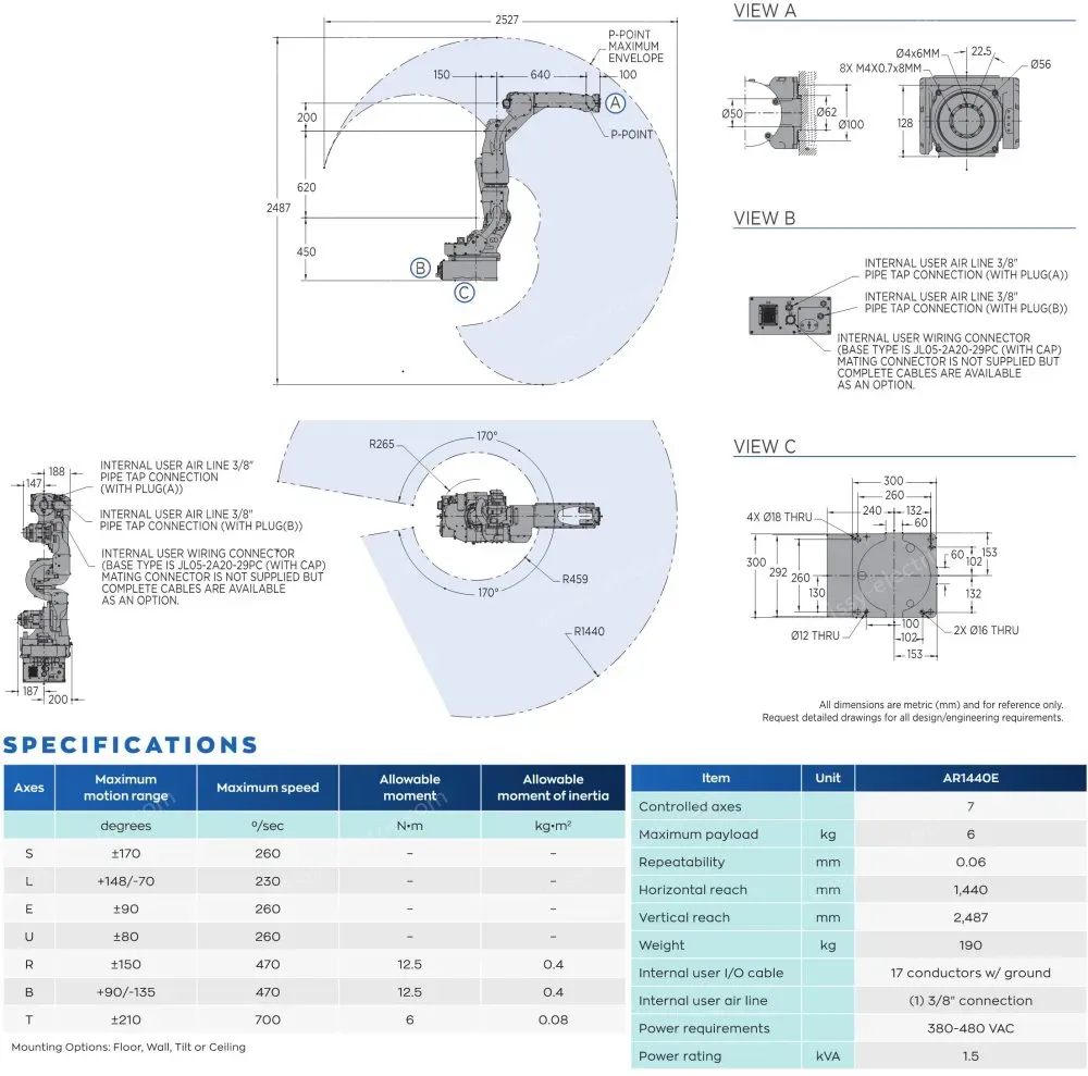 AR1440 robot spec diagram