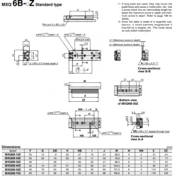 Air Slide Table Double-ported Type MXQ B Series &oslash;6, &oslash;8, &oslash;12, &oslash;16, &oslash;20