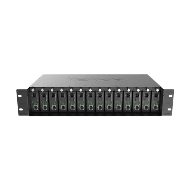 14-slot fiber optic transceiver chassis