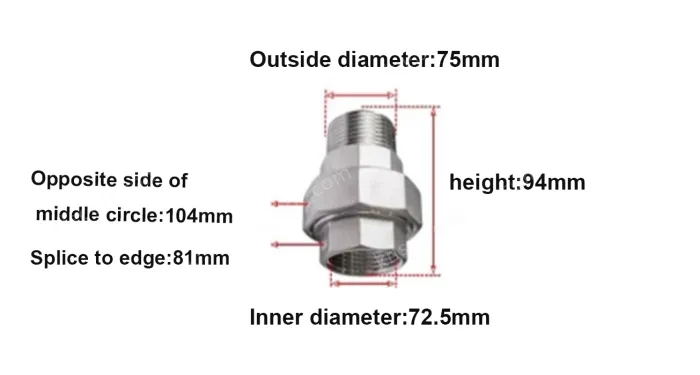 304/2.5 inch DN65 2-1/2 Stainless steel inner and outer wire unions