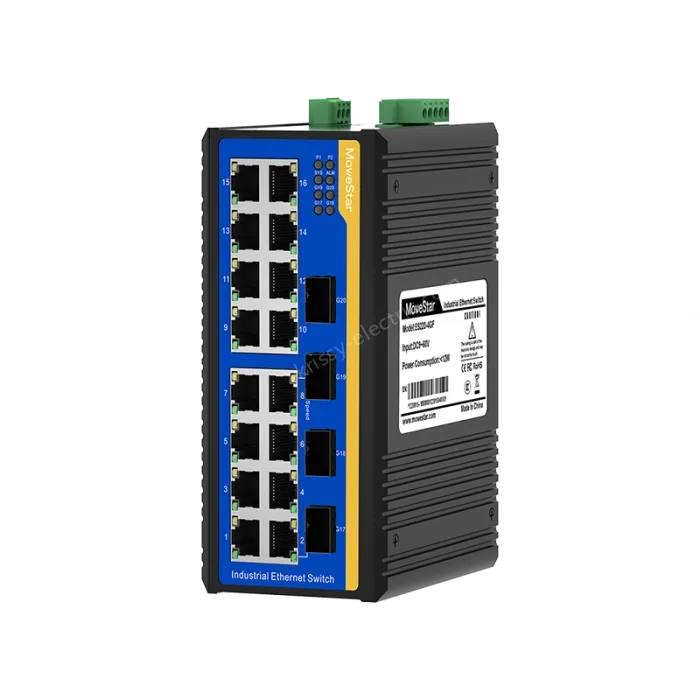 4 Ports Gigabit SFP + 16 Ports 10/100M T(x) Din-Rail Unmanaged Industrial Ethernet Switch