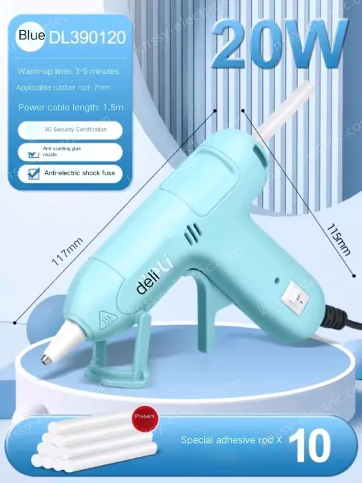 20W children's blue glue gun + 10 glue sticks