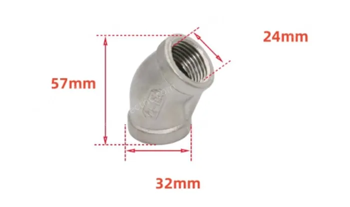 316L/6 mins 3/4 DN20 Stainless steel 45&deg; elbow joint