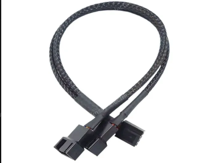 PWM two-point temperature control cooling fan extension cable 1in 2out