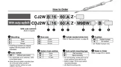 Standard Type Double Acting, Double Rod CJ2W Series &oslash;6, &oslash;10, &oslash;16