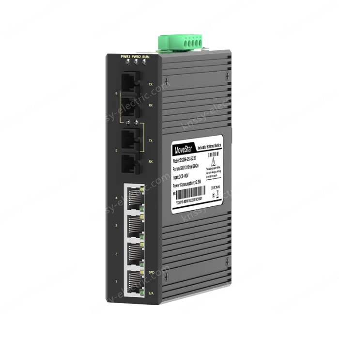 2 Ports 100M F(x) + 4 Ports 10/100M T(x) Din-Rail Unmanaged Industrial Ethernet Switch