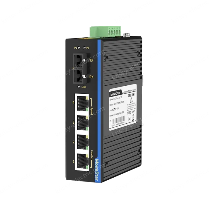 1 Port 100M F(x) + 4 Ports 10/100M T(x) Din-Rail Unmanaged Industrial Ethernet Switch