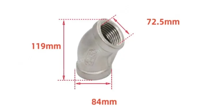 316L/2.5" 2-1/2 DN65 Stainless steel 45° elbow joint