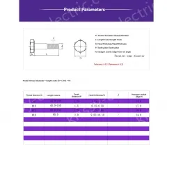 Half thread external hexagonal bolt M16*200
