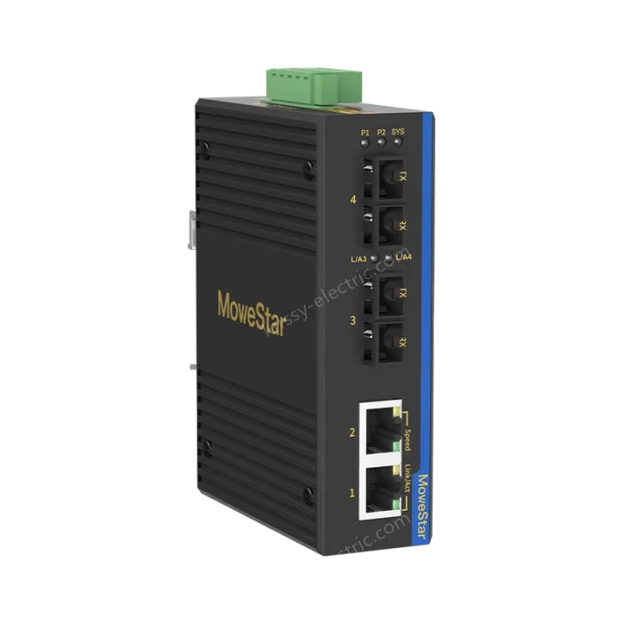 2 Ports 100M F(x) + 2 Ports 10/100M T(x) Din-Rail Unmanaged Industrial Ethernet Switch