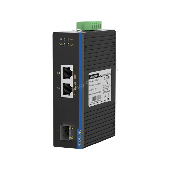 1 Port 100M F(x) + 2 Ports 10/100M T(x) Din Rail Industrial media converter