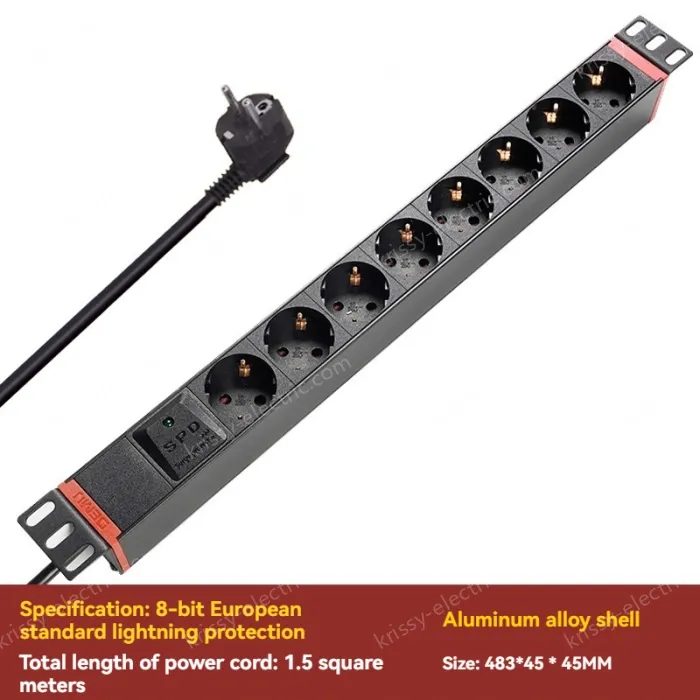 8-digit European standard + lightning protection * 2 meters cable